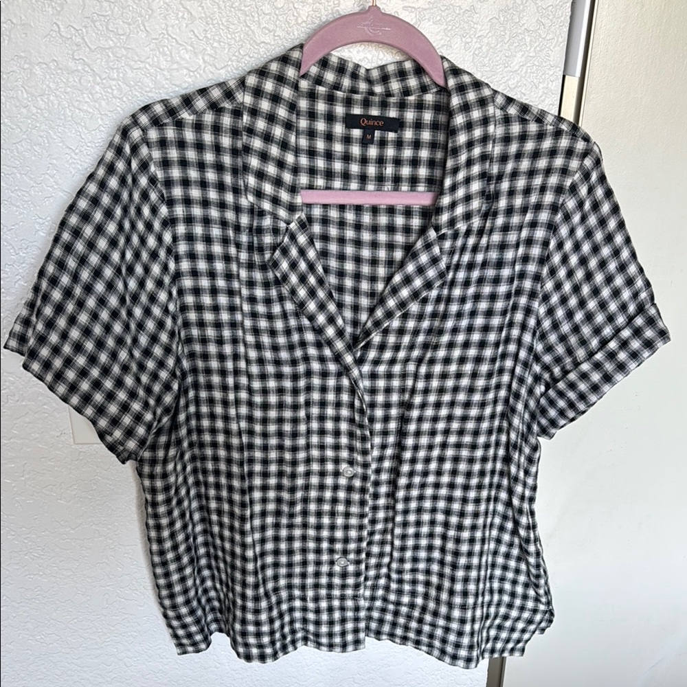 Quince Black and White Checkered Shirt